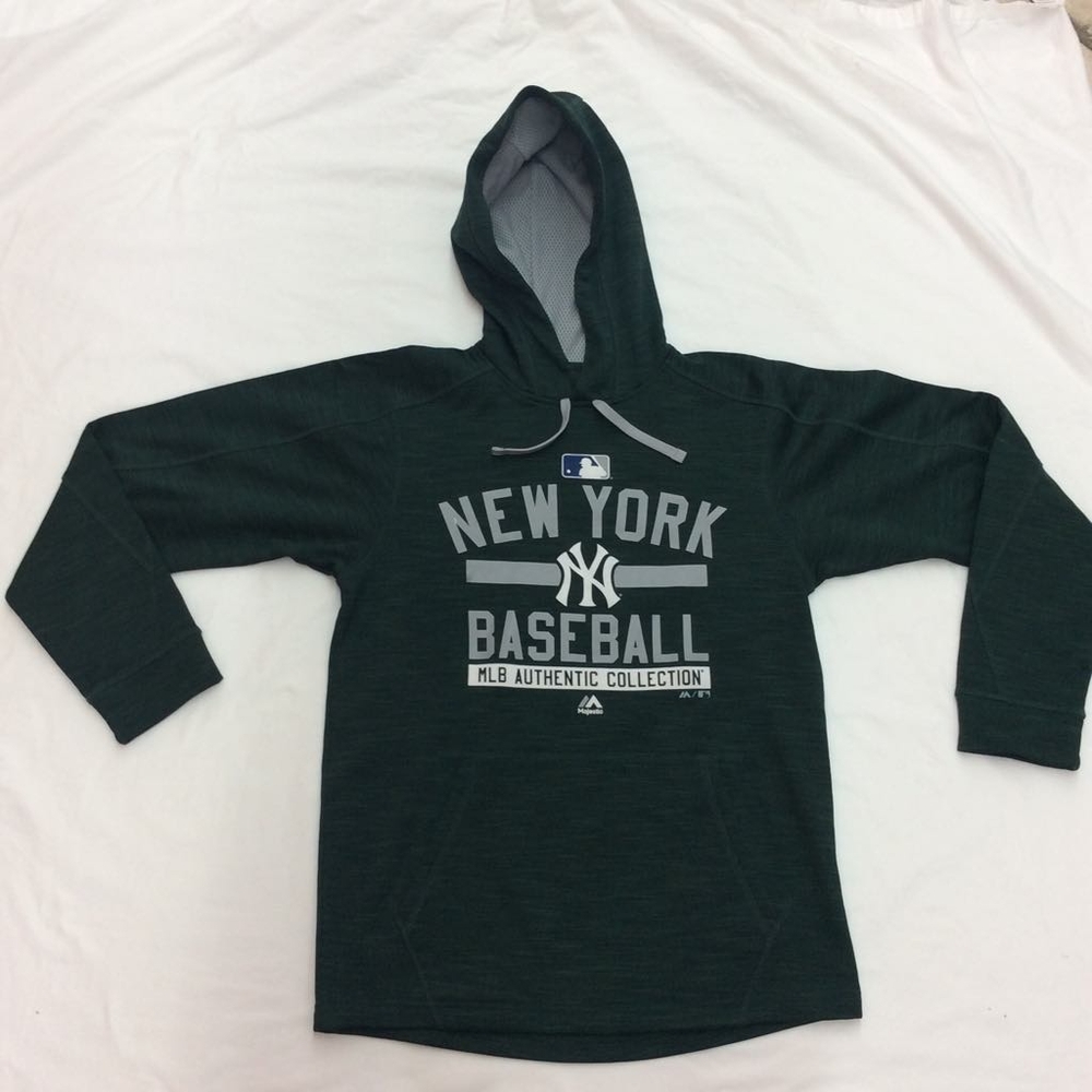 Majestic MLB NY Yankees Baseball Men's Green Long Sleeve ThermalBase Hoody Small